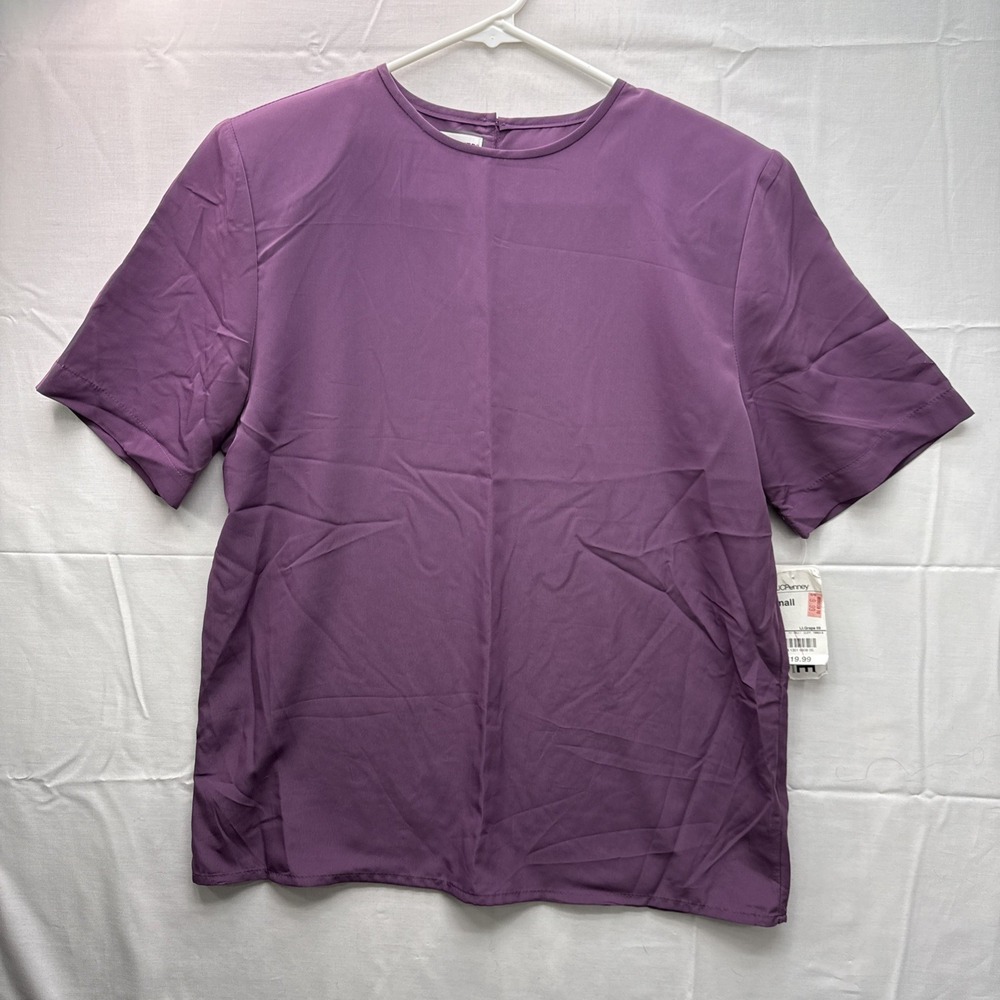 NWT Vintage 90s Women's Liz Baker Plum Blouse Top Dress Shirt Size Small